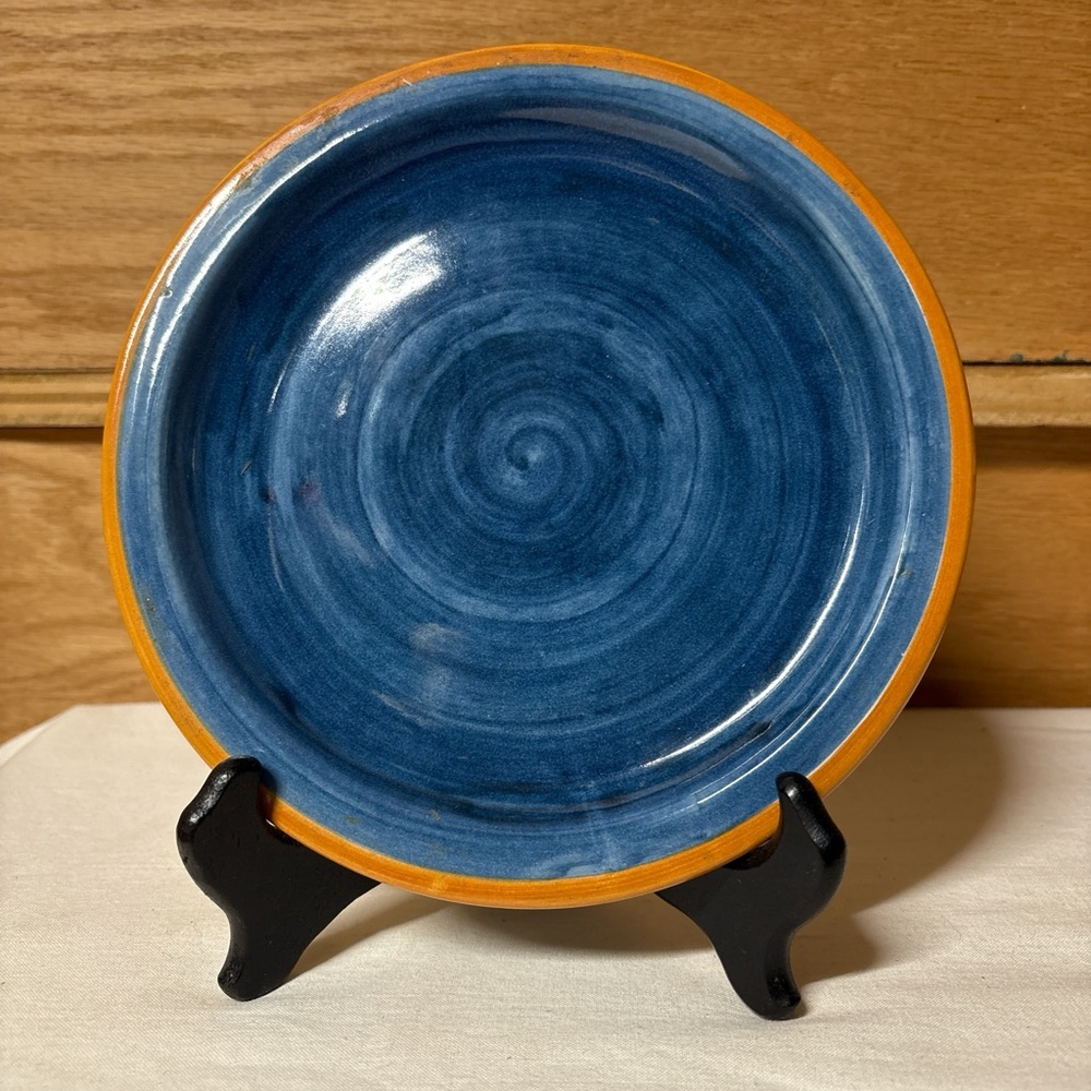 Blue and Orange Ceramic Plate